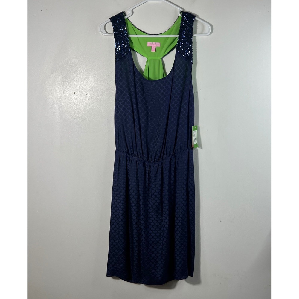 Lilly Pulitzer Calissa Dress True Navy XL Sequined Lined NWT msrp 228